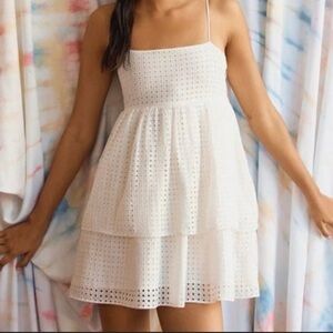 Urban Outfitters White Eyelet Mini Babydoll Dress